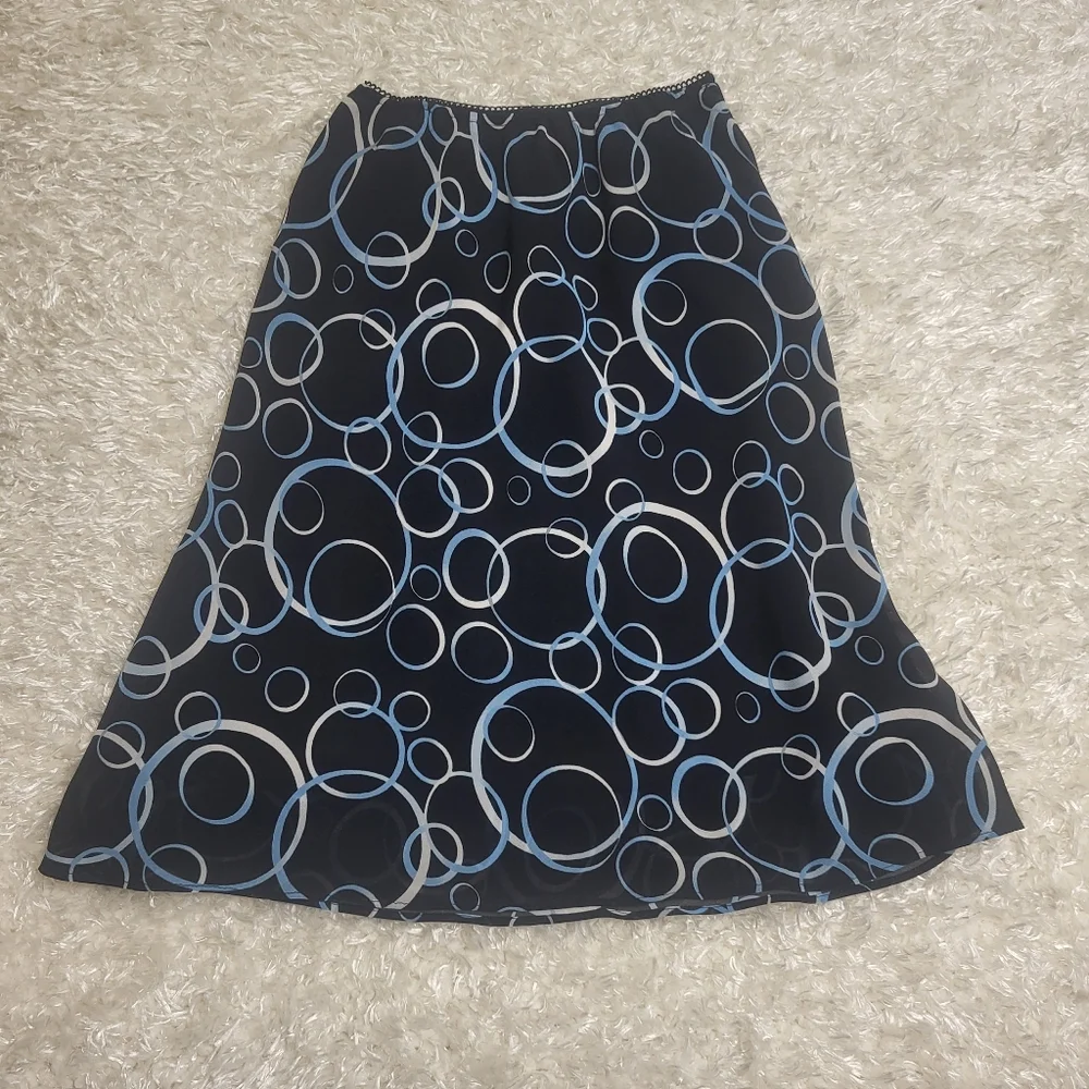 George Women's Skirt, Black with Blue Circles, Size 4 - Picture 1 of 6